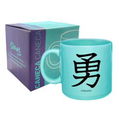 CANECA TURQUESA 330ML - KANJI CORAGEM