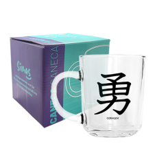 CANECA DE VIDRO LISA 245ML - KANJI CORAGEM