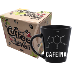 CANECA DROP PRETA - COFFEE LOVER - CAFEÍNA BRANCA