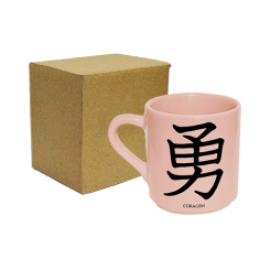 XÍCARA DE CAFÉ ROSA 50ML - KANJI CORAGEM