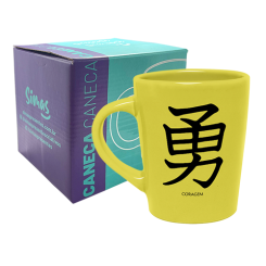 CANECA DROP AMARELA 270ML - KANJI CORAGEM