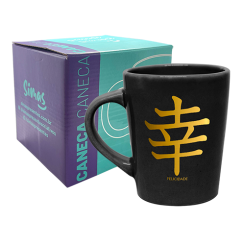 CANECA DROP PRETA 270ML - KANJI FELICIDADE