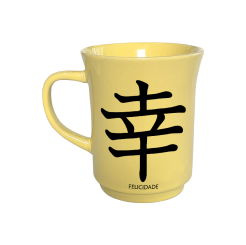 CANECA AMERICANA AMARELA 190ML - KANJI FELICIDADE