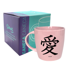 CANECA ROSA 320ML - KANJI AMOR