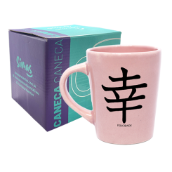 CANECA DROP ROSA 270ML - KANJI FELICIDADE