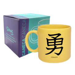 CANECA AMARELA 330ML - KANJI CORAGEM