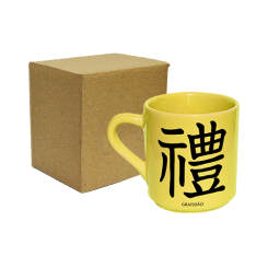 XÍCARA DE CAFÉ AMARELA 50ML - KANJI GRATIDÃO