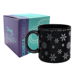 CANECA PRETA 330ML C/ CX - NATAL NEVE