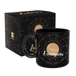 CANECA PRETA 330ML - ZODÍACO  - ESCORPIÃO