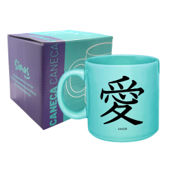 CANECA TURQUESA 330ML - KANJI AMOR