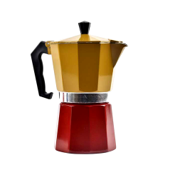 CAFETEIRA ITALIANA METAL MOKA AMARELO E VERMELHO 350ML