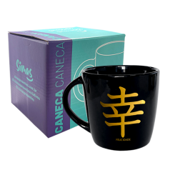 CANECA PRETA 320ML - KANJI FELICIDADE