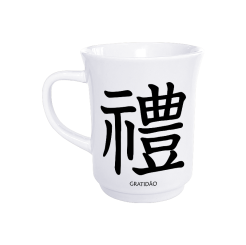 CANECA AMERICANA BRANCA 190ML - KANJI GRATIDÃO