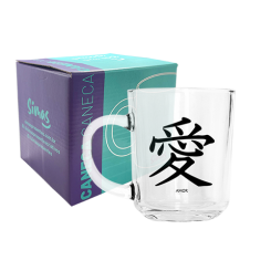 CANECA DE VIDRO LISA 245ML - KANJI AMOR