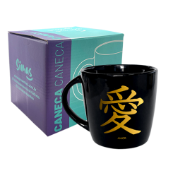 CANECA PRETA 320ML - KANJI AMOR