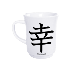 CANECA AMERICANA BRANCA 190ML - KANJI FELICIDADE