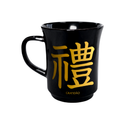 CANECA AMERICANA PRETA 190ML - KANJI GRATIDÃO