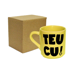 XICARA DE CAFÉ AMARELA 50ML - TEU CU - CARINHO