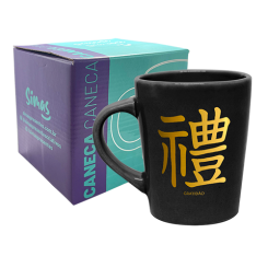 CANECA DROP PRETA 270ML - KANJI GRATIDÃO