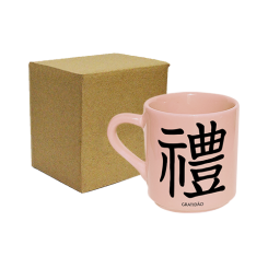 XÍCARA DE CAFÉ ROSA 50ML - KANJI GRATIDÃO