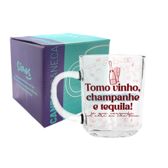 CANECA DE VIDRO LISA 245ML - PRONTO, FALEI! - TOMO VINHO