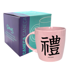 CANECA ROSA 320ML - KANJI GRATIDÃO