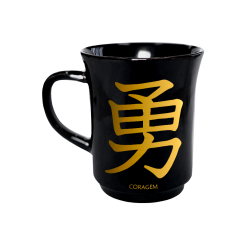 CANECA AMERICANA PRETA 190ML - KANJI CORAGEM