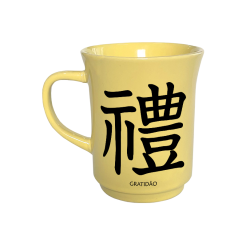 CANECA AMERICANA AMARELA 190ML - KANJI GRATIDÃO