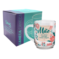 CANECA DE VIDRO LISA 245ML - FLOWERS - MÃE